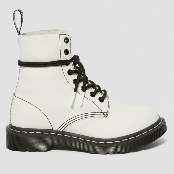 NEW DR MARTENS PASCAL VIRGINIA LEATHER BLACK WHITE 1460 BOOT SHOE AUTHENTIC - Picture 6 of 8